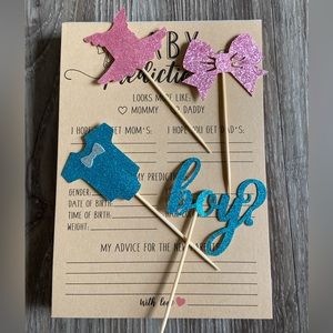 BUNDLE: Baby shower prediction cards & cupcake toppers